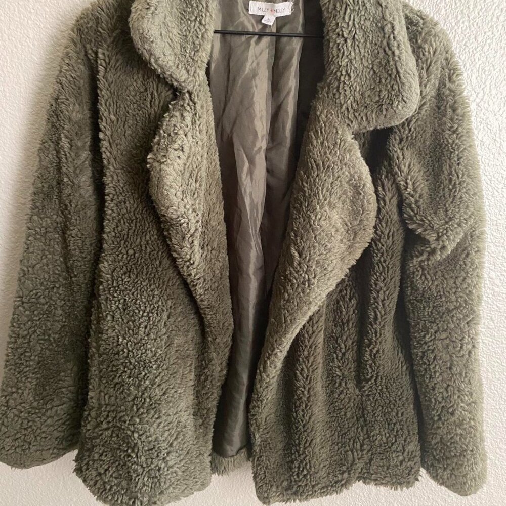 Women's Olive Teddy Coat